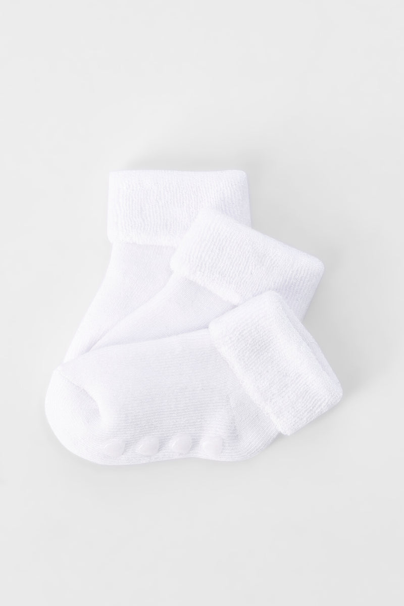 Baby Boys 3 Pack Plain Towelling Socks - Cream