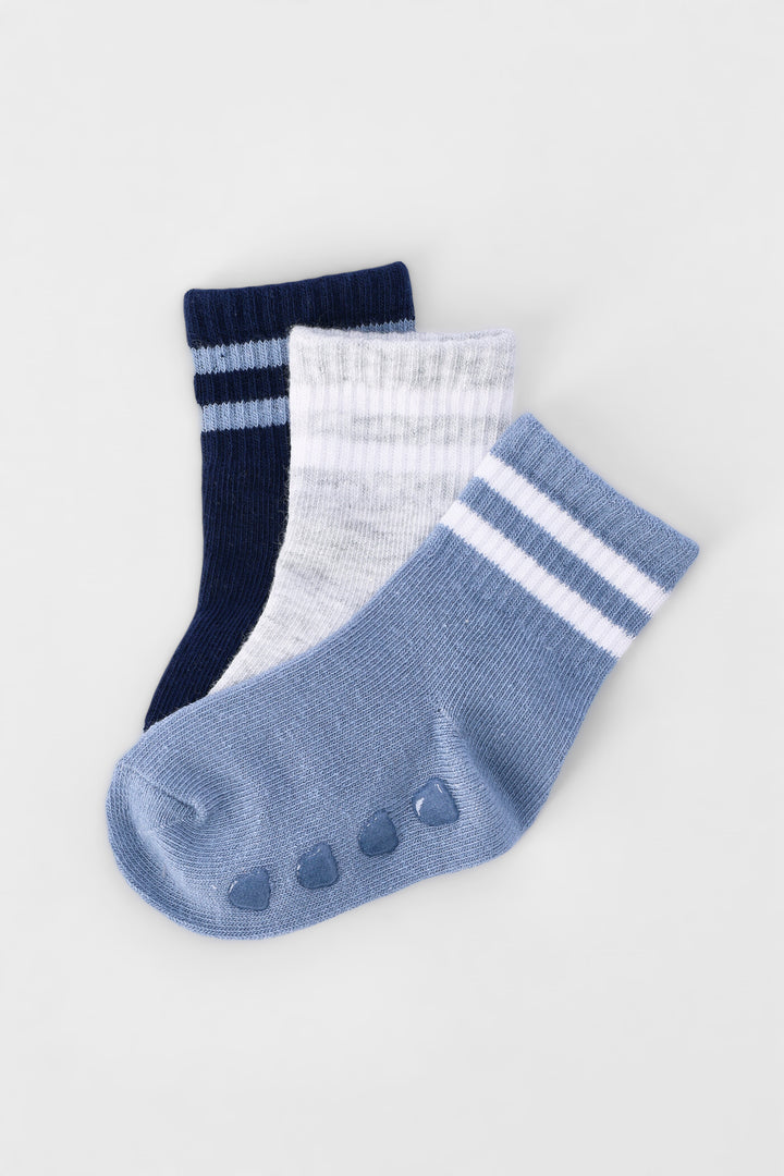 Baby Boys 3 Pack Sporty Cotton Socks - Navy
