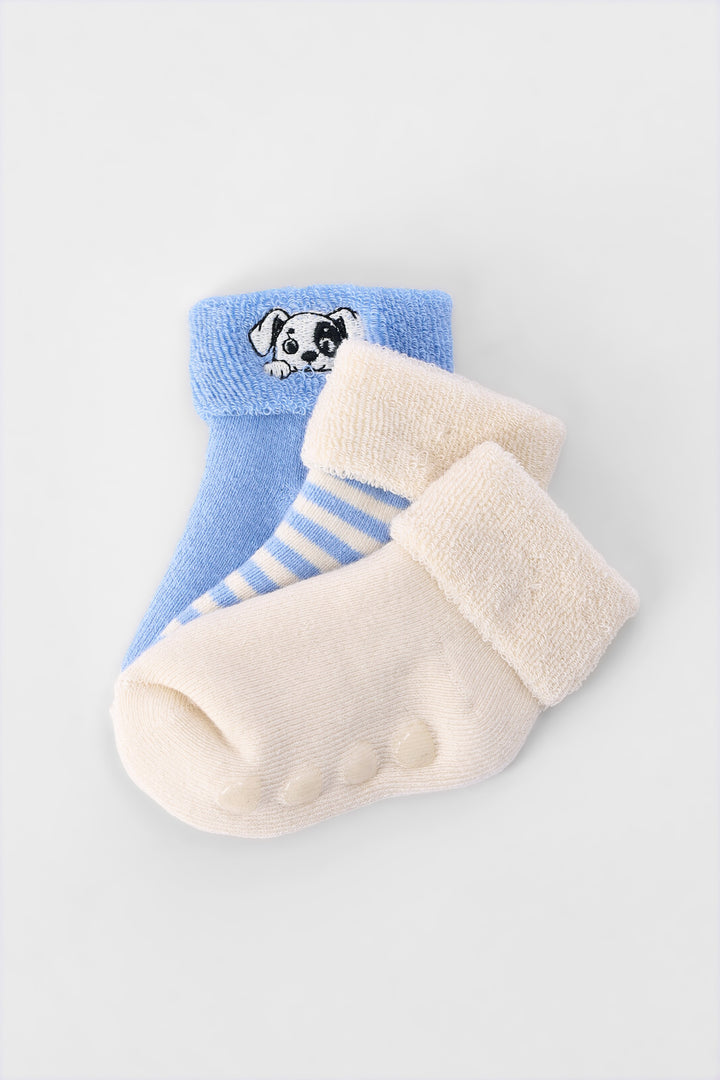 Baby Boys 3 Pack Towelling Socks - Blue