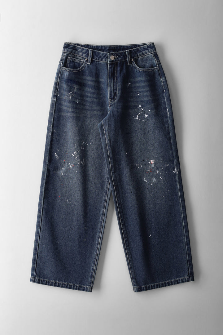 Girls Paint Splatter Denim - Tea Stain