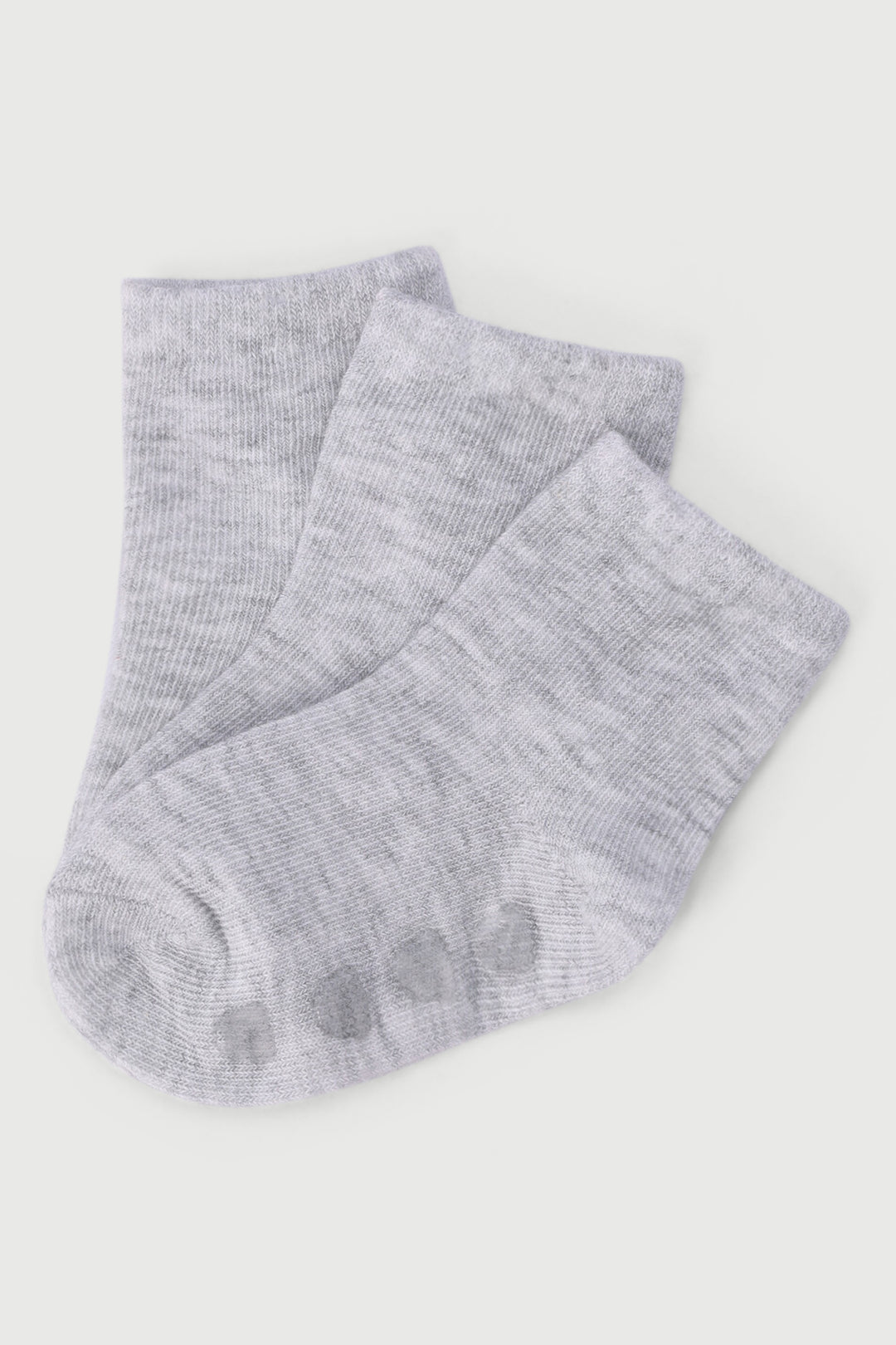 Baby Boys 3 Pack Cotton Socks - Grey Melange