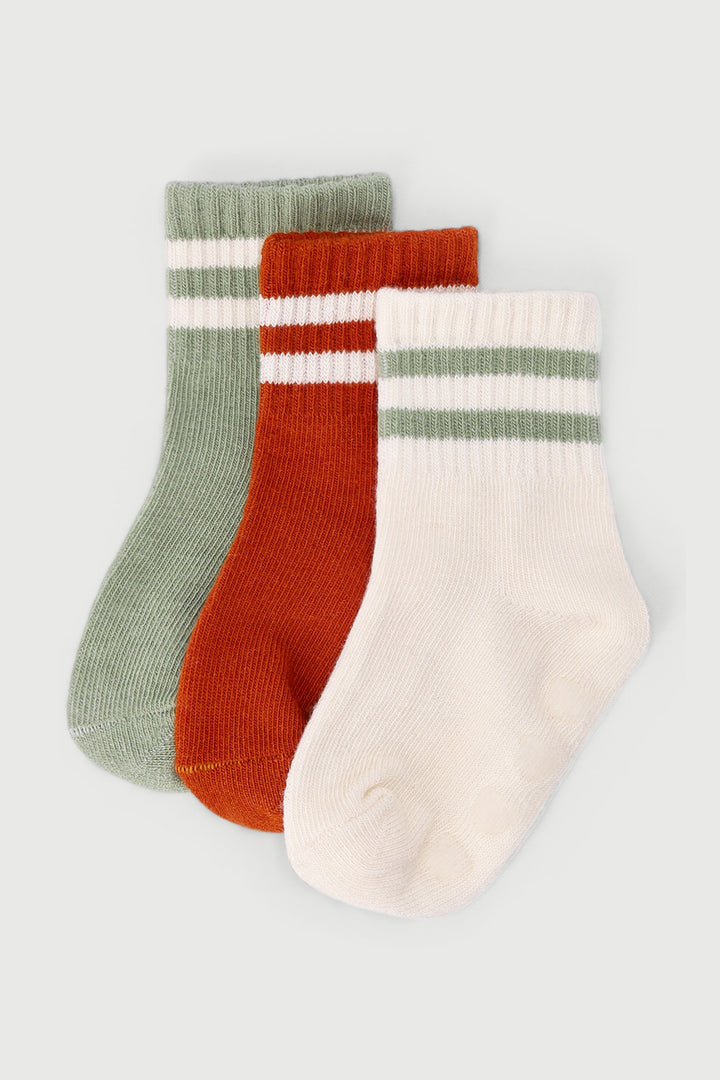 Baby Boys 3 Pack Cotton Socks - Rust