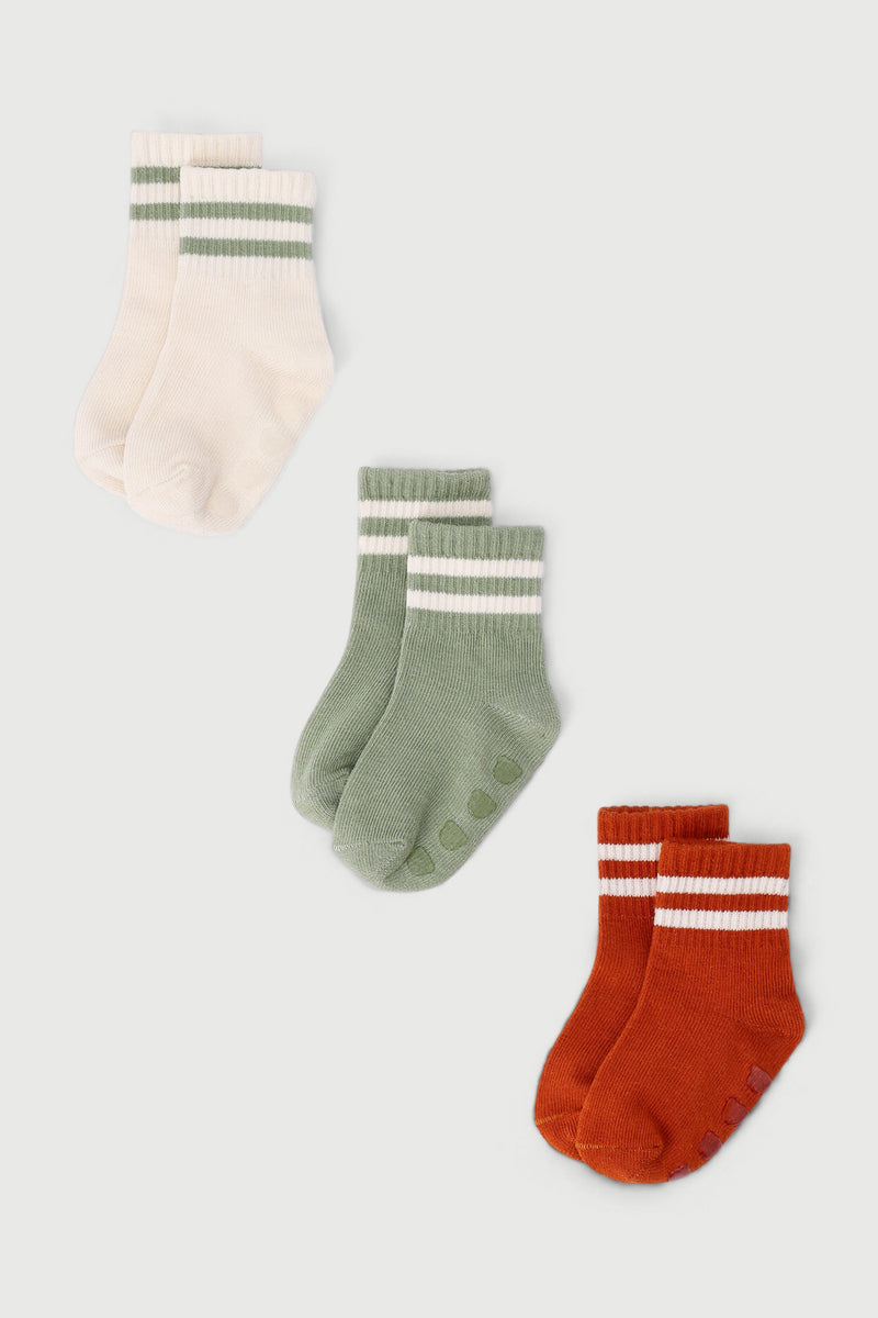 Baby Boys 3 Pack Cotton Socks - Rust