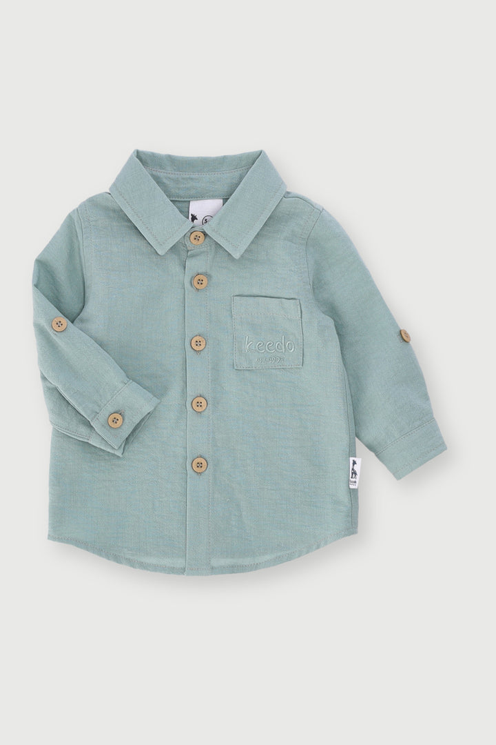 Keedo Baby Boys Premium Long Sleeve Shirt - Sage