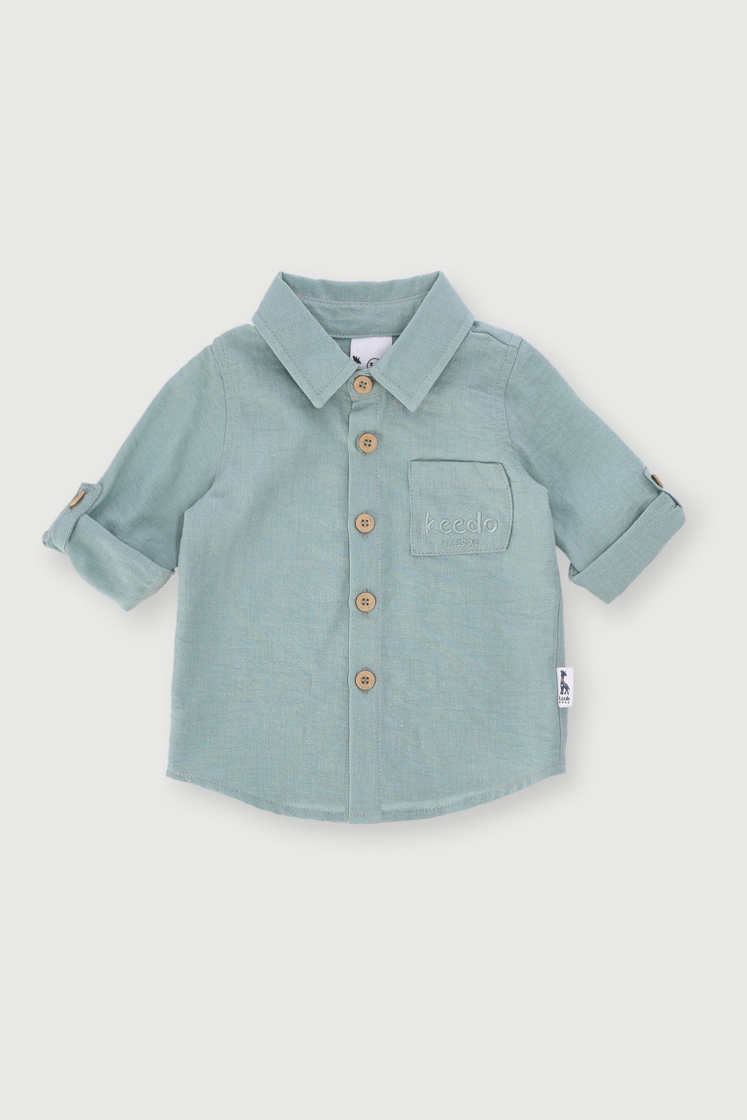 Keedo Baby Boys Premium Long Sleeve Shirt - Sage