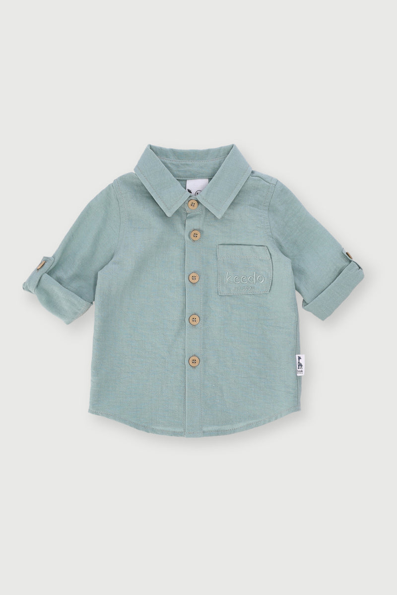 Keedo Baby Boys Premium Long Sleeve Shirt - Sage