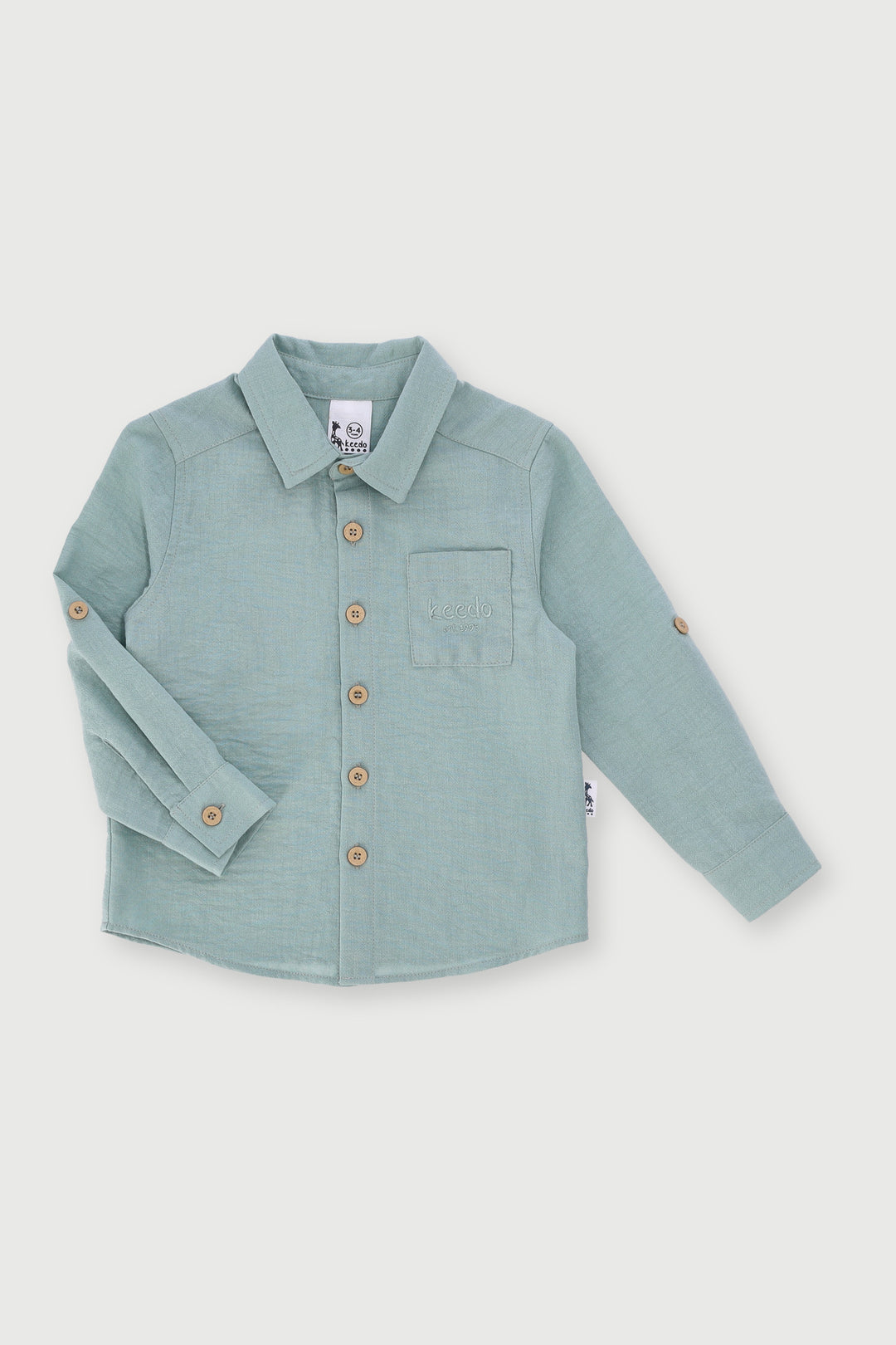 Keedo Boys Long Sleeve Premium Shirt - Sage