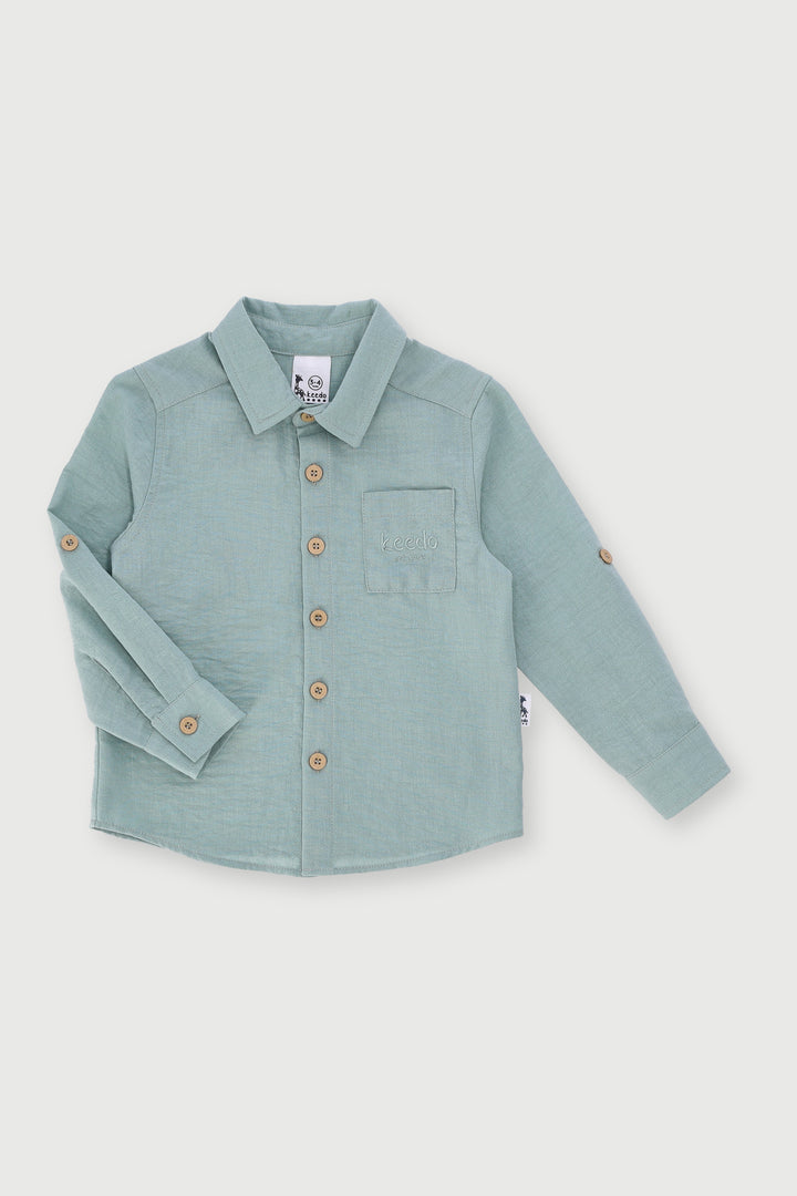 Keedo Boys Long Sleeve Premium Shirt - Sage
