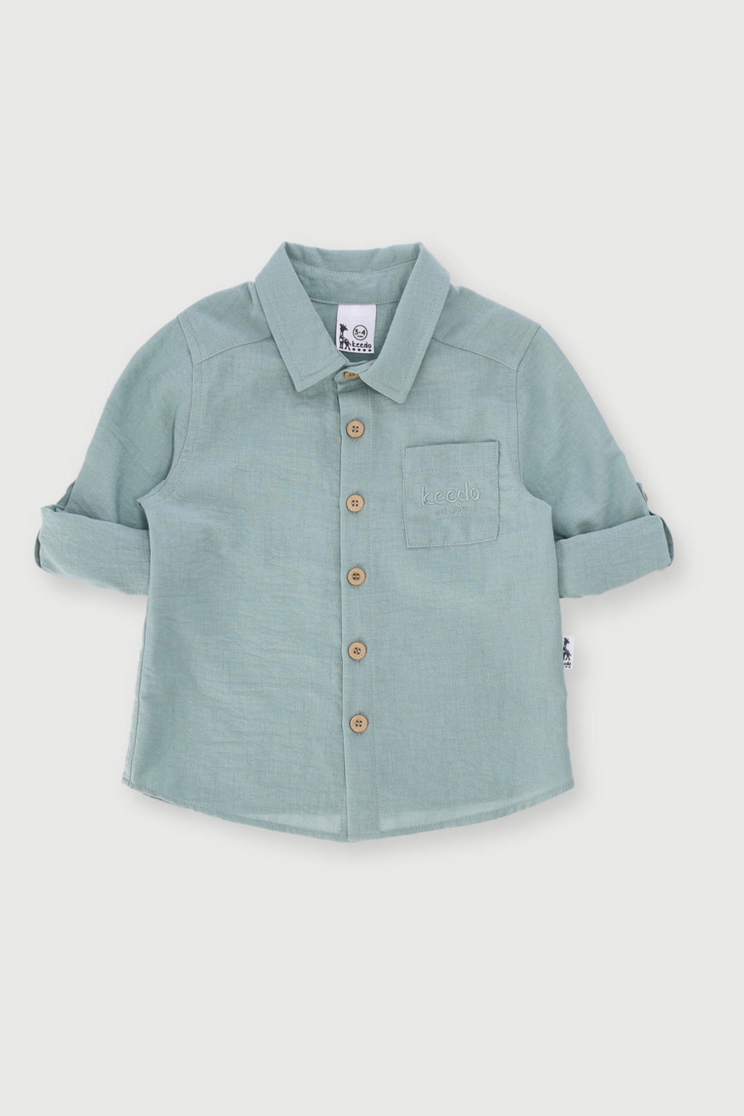 Keedo Boys Long Sleeve Premium Shirt - Sage