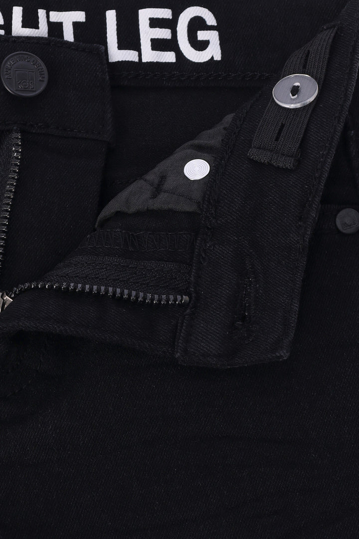 Pre-Boys Creased Badge Denim - Black