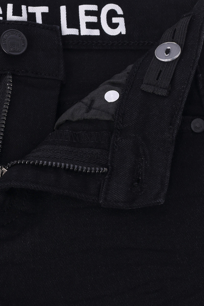 Pre-Boys Creased Badge Denim - Black