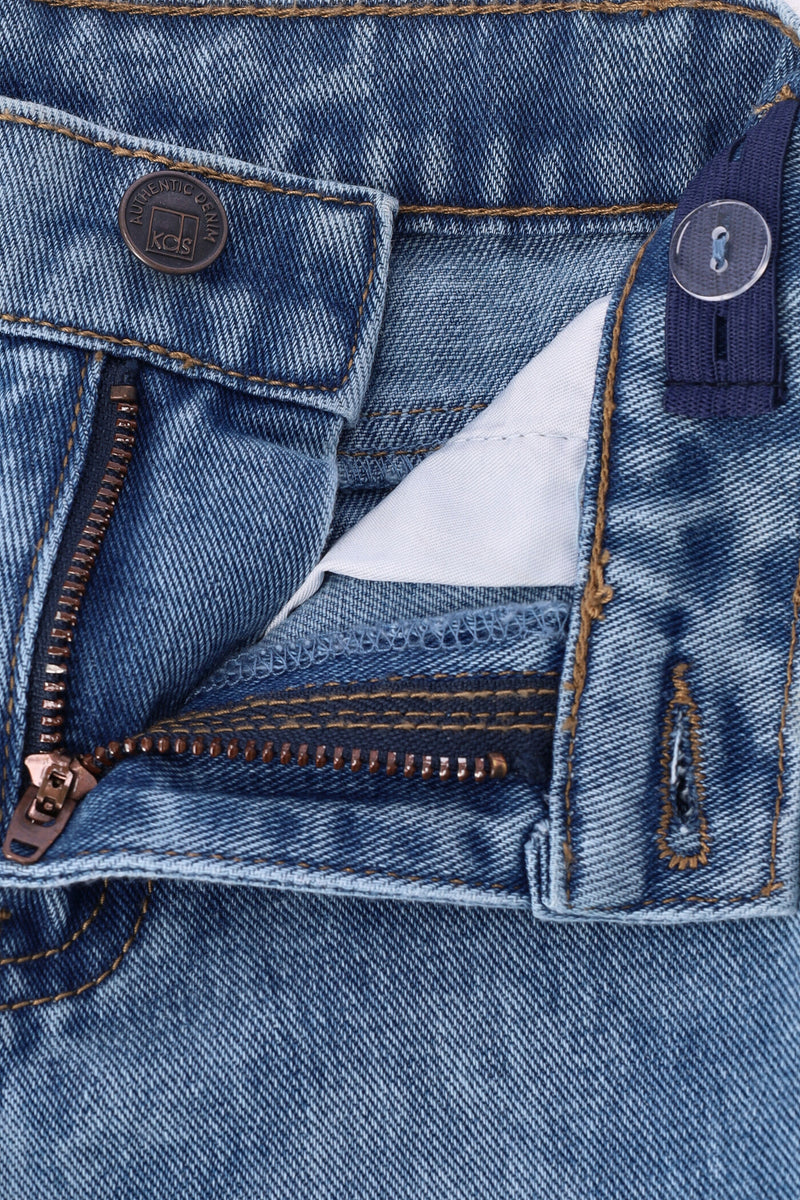 Pre-Boys Acid Wash Cargo Denim - Blue