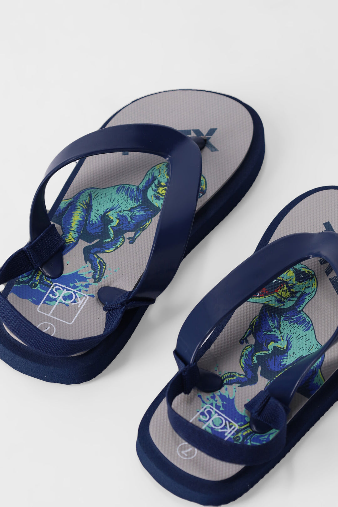 Pre-Boys Dino Flip Flop - Navy/Grey