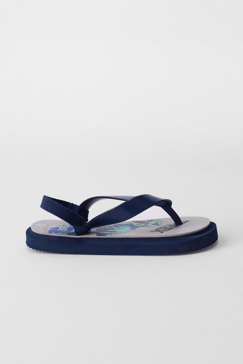 Pre-Boys Dino Flip Flop - Navy/Grey