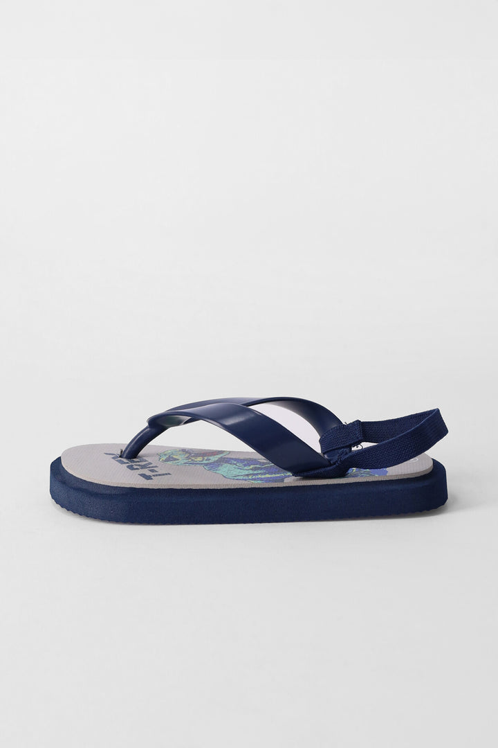 Pre-Boys Dino Flip Flop - Navy/Grey