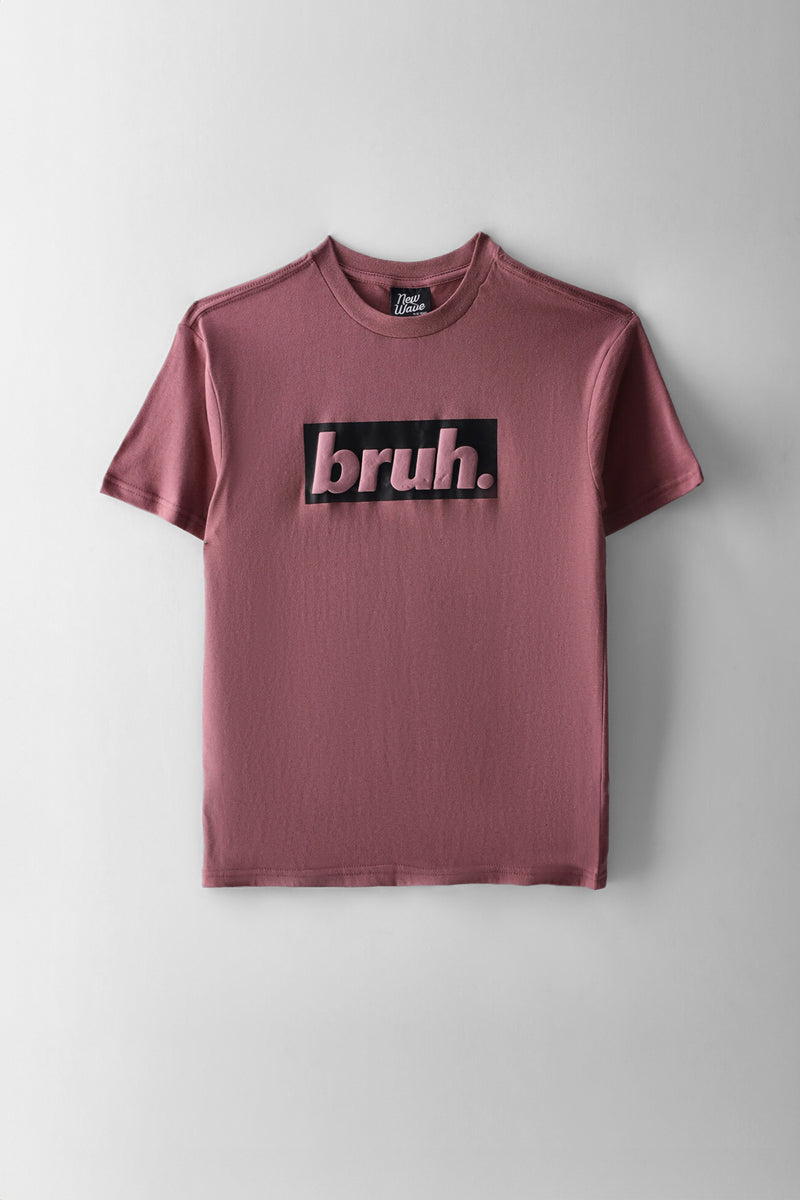Boys Bruh Print T-Shirt - Berry