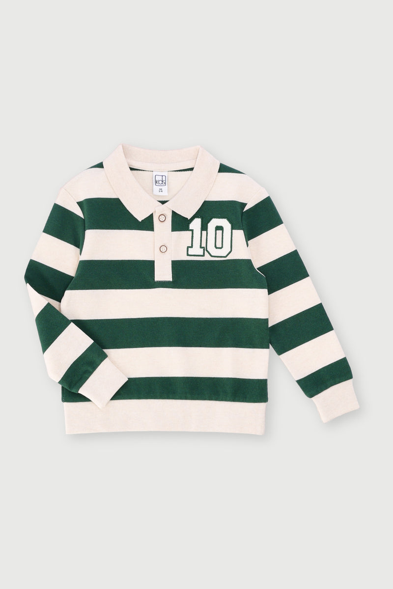 Pre-Boys Striped No. 10 Golfer - Dark Green