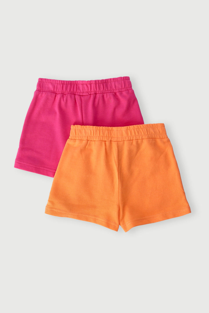 Pre-Girls 2 Pack Fleece Shorts - Pink/Orange