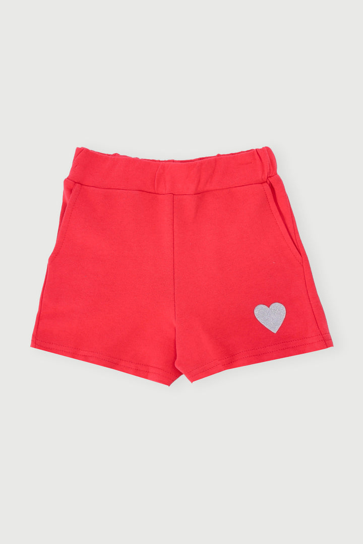 Pre-Girls Heart Fleece Short - Pink
