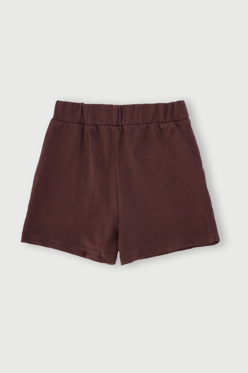 Pre-Girls Heart Fleece Short - Brown