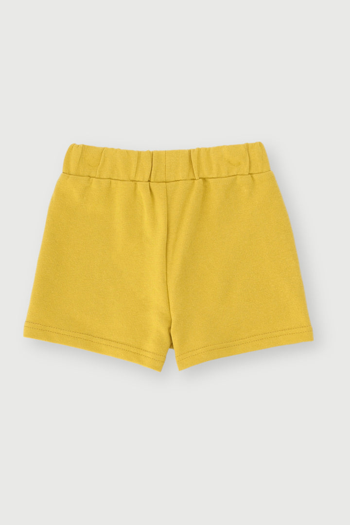 Pre-Girls Heart Print Fleece Short - Yellow