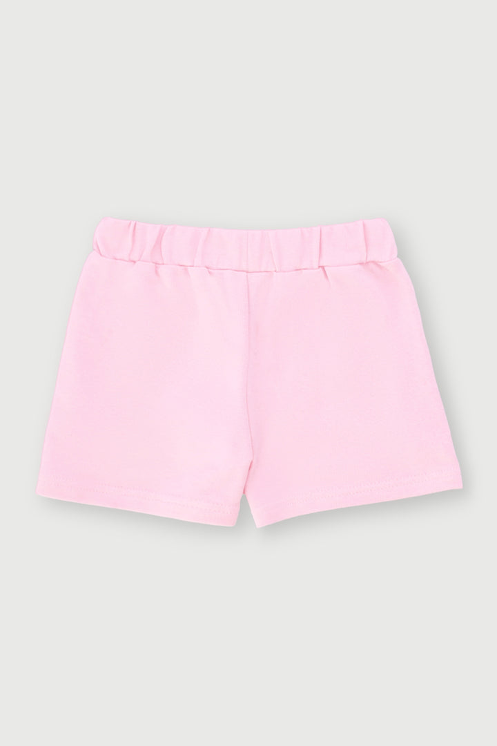 Pre-Girls Heart Print Fleece Short - Light Pink