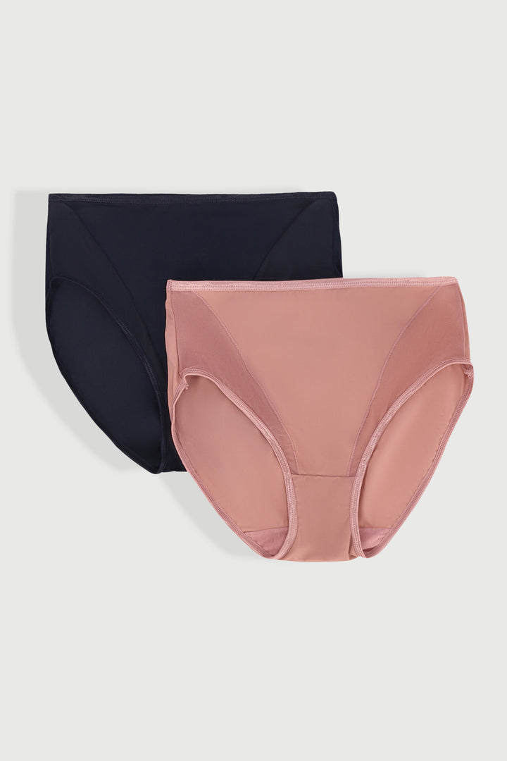 2 Pack Matte & Sheer Panty - Cinnamon/Black