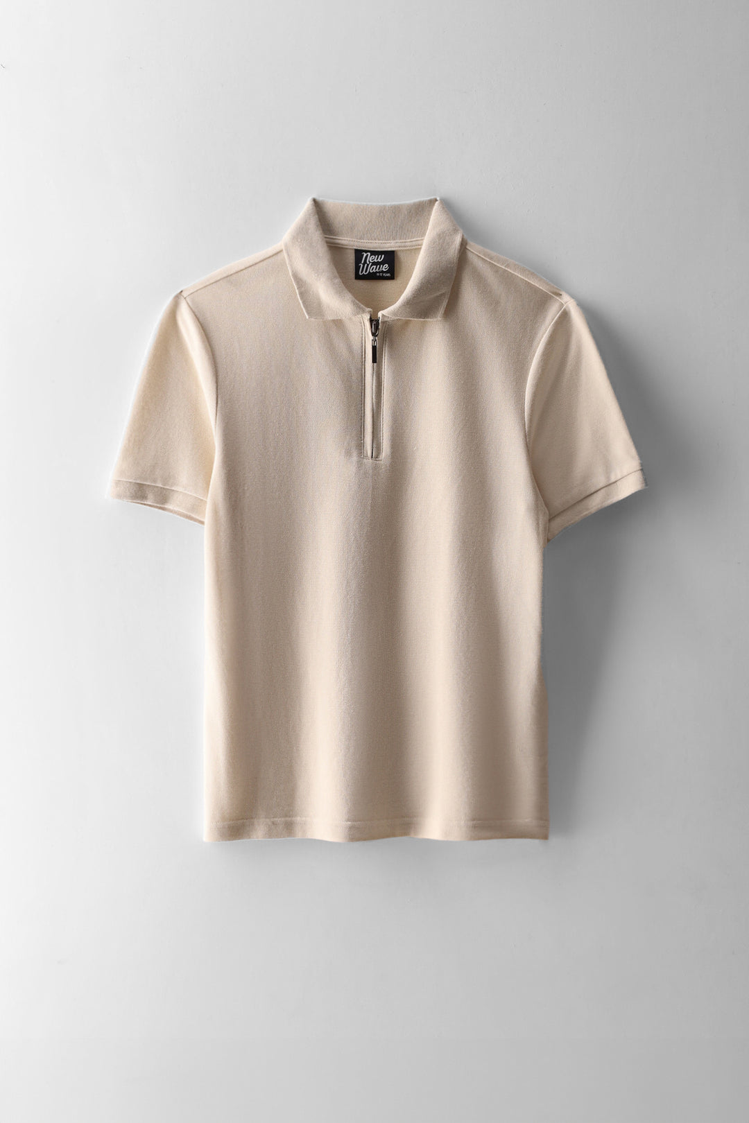 Boys Pique Zip Golfer  - Stone