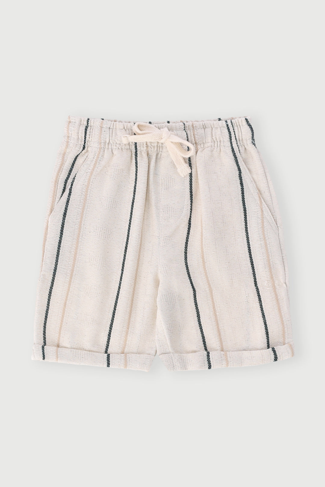 Pre-Boys Linen Striped Short - Cream/Black