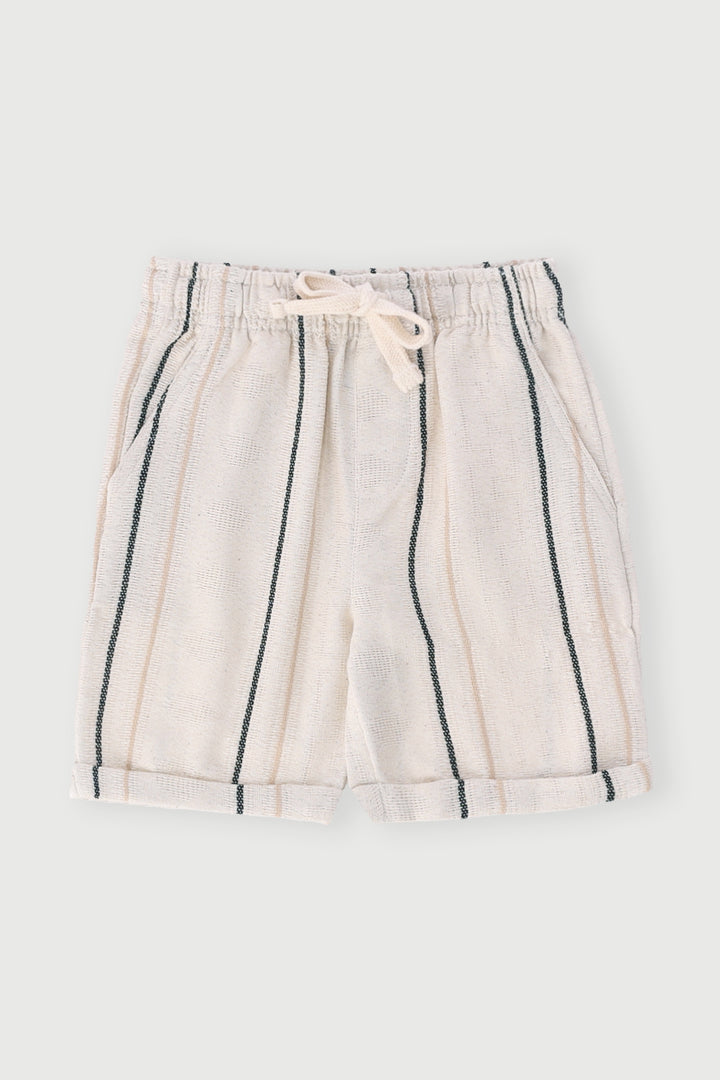 Pre-Boys Linen Striped Short - Cream/Black