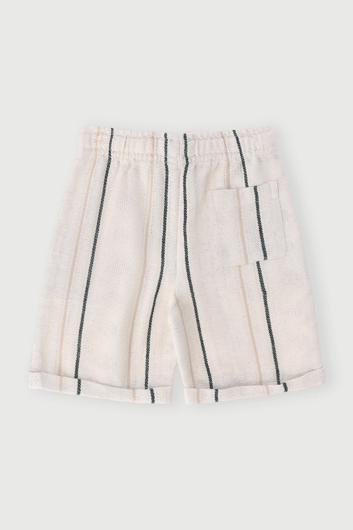 Pre-Boys Linen Striped Short - Cream/Black