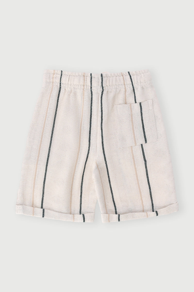 Pre-Boys Linen Striped Short - Cream/Black