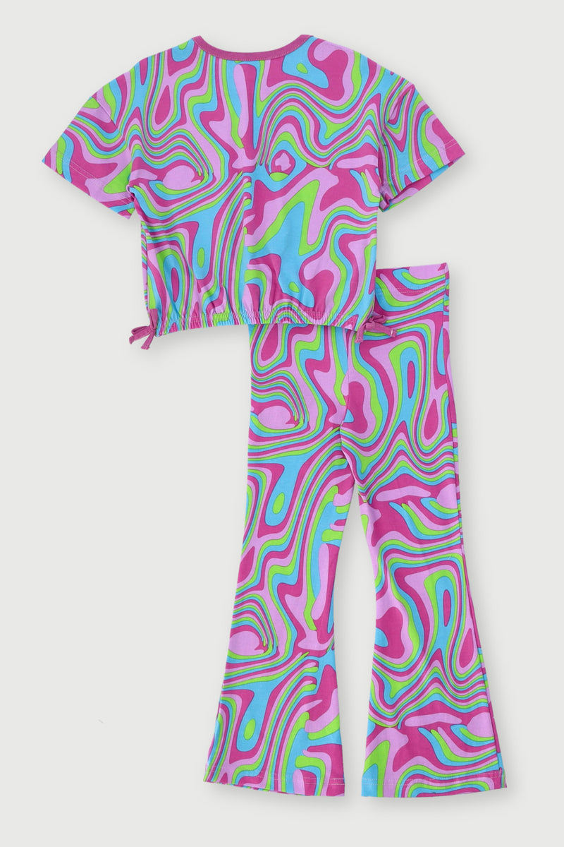 Pre-Girls Swirl Print Legging Set - Pink
