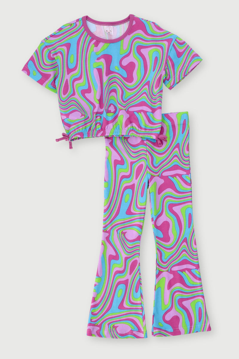 Pre-Girls Swirl Print Legging Set - Pink