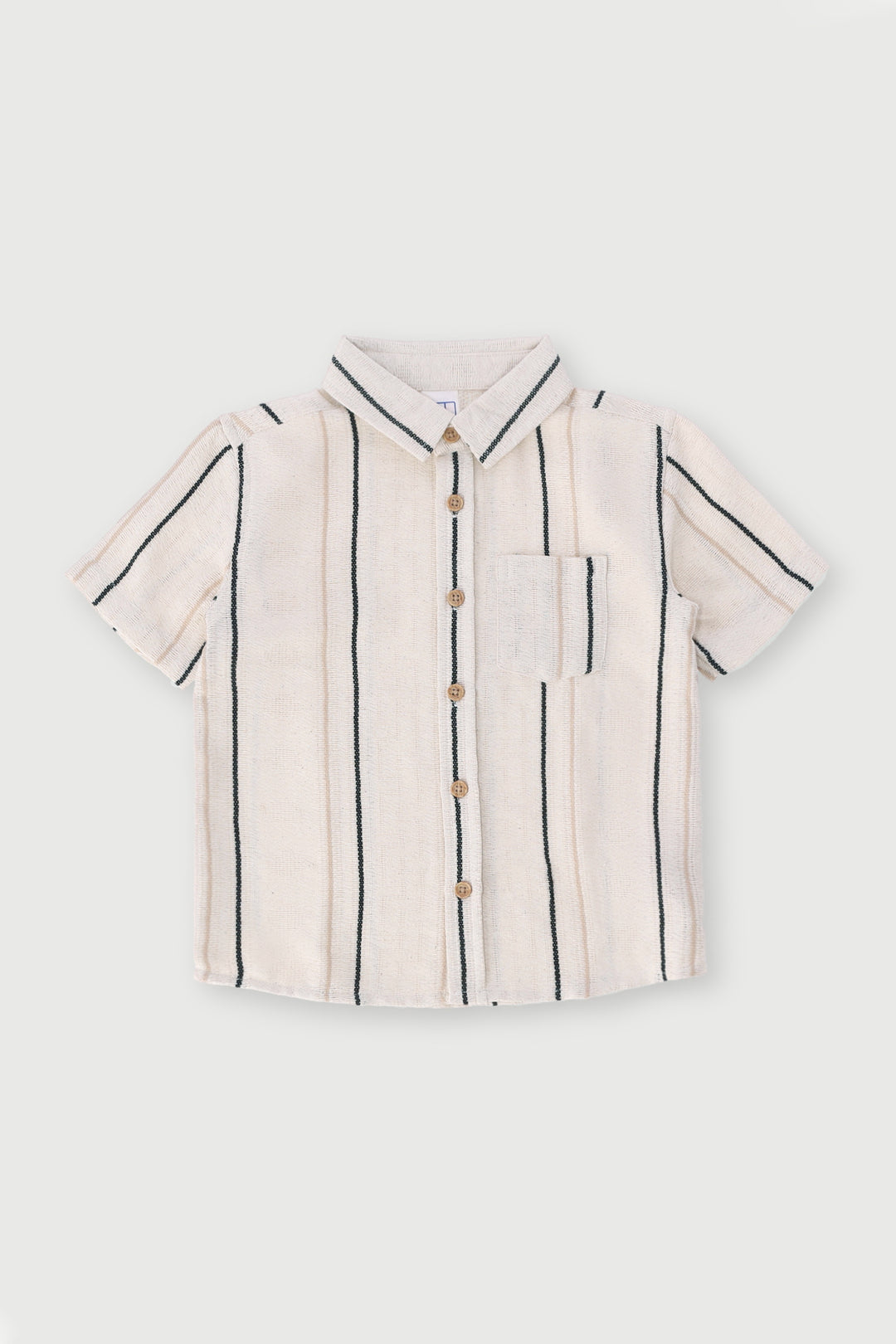 Pre-Boys Linen Striped Shirt - Cream/Black