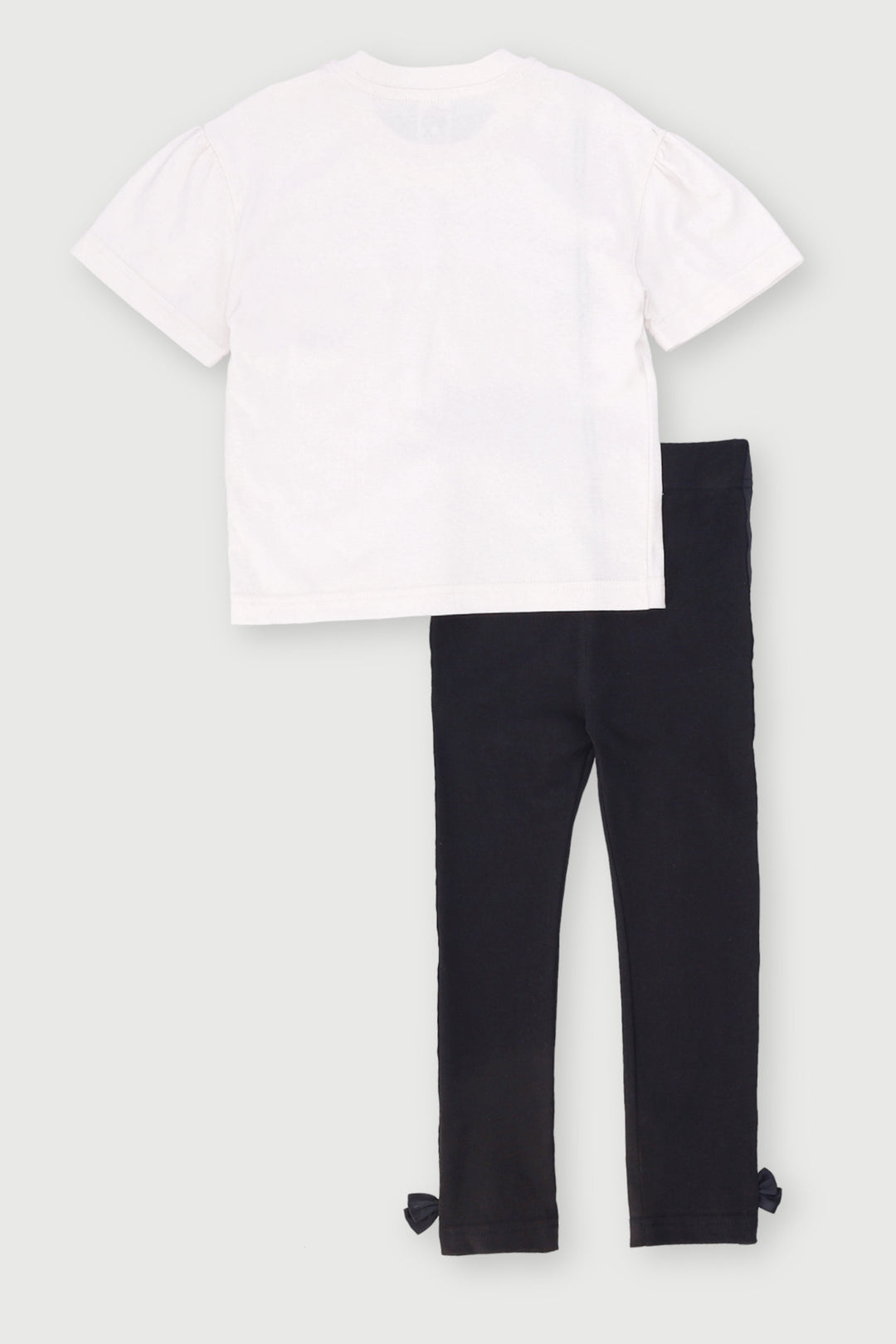 Pre-Girls Tape Bow Legging Set - Cream/Black