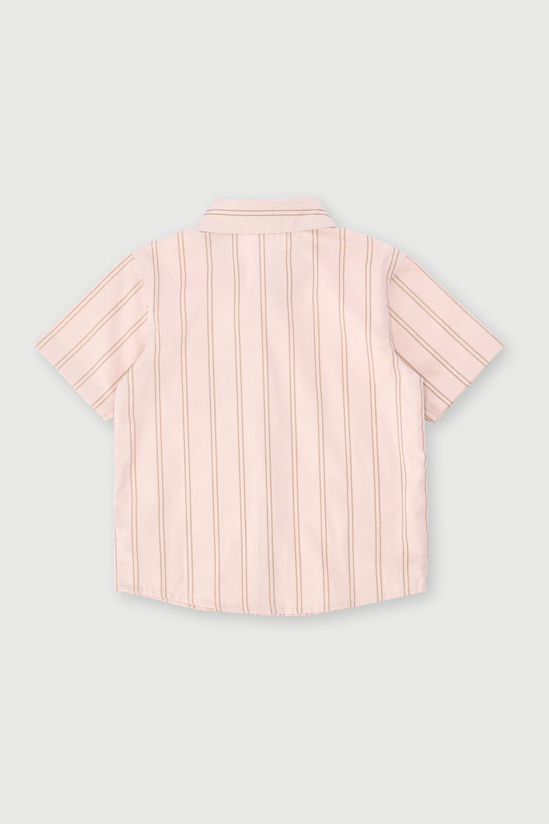 Pre-Boys Striped Poplin Shirt - Stone