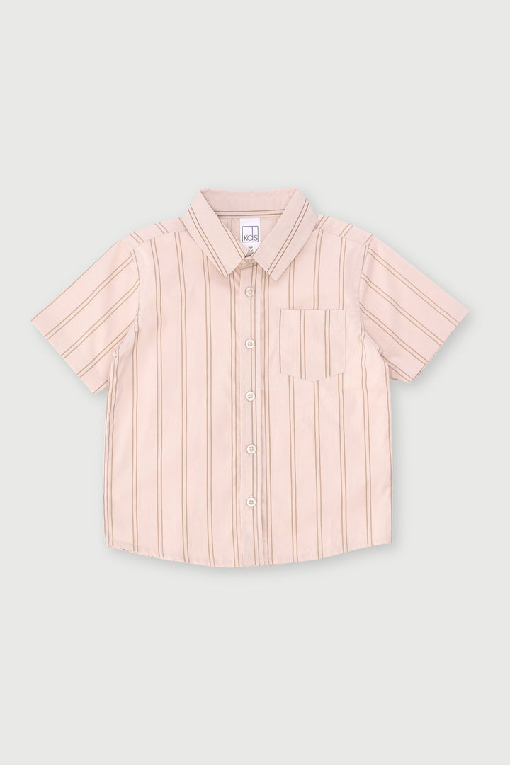 Pre-Boys Striped Poplin Shirt - Stone