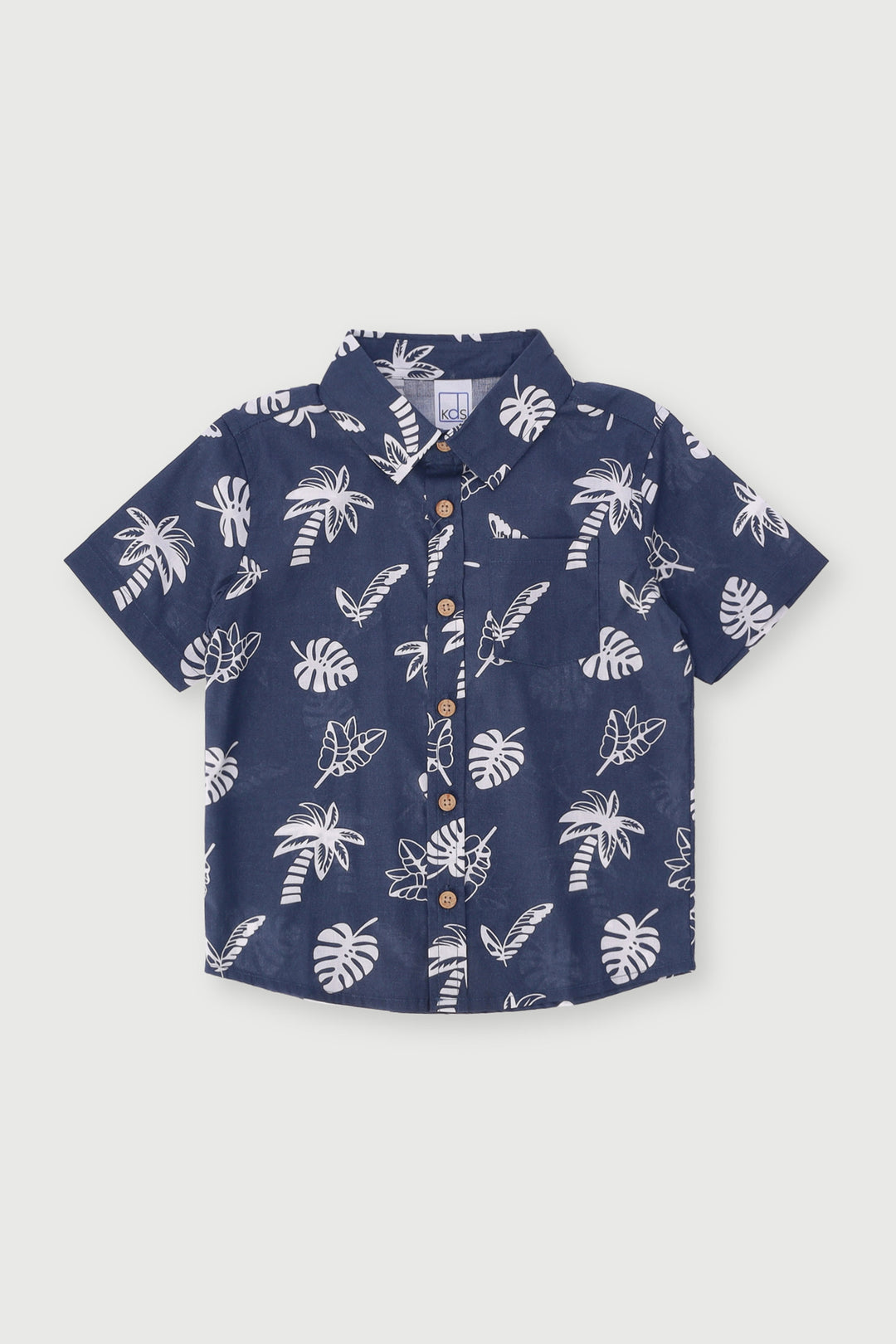 Pre-Boys Palm Poplin Shirt - Navy