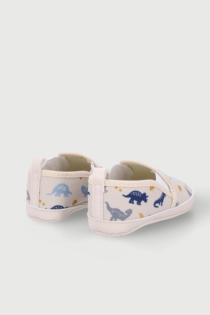 Baby Boys Dino Print Soft Slip On - Cream