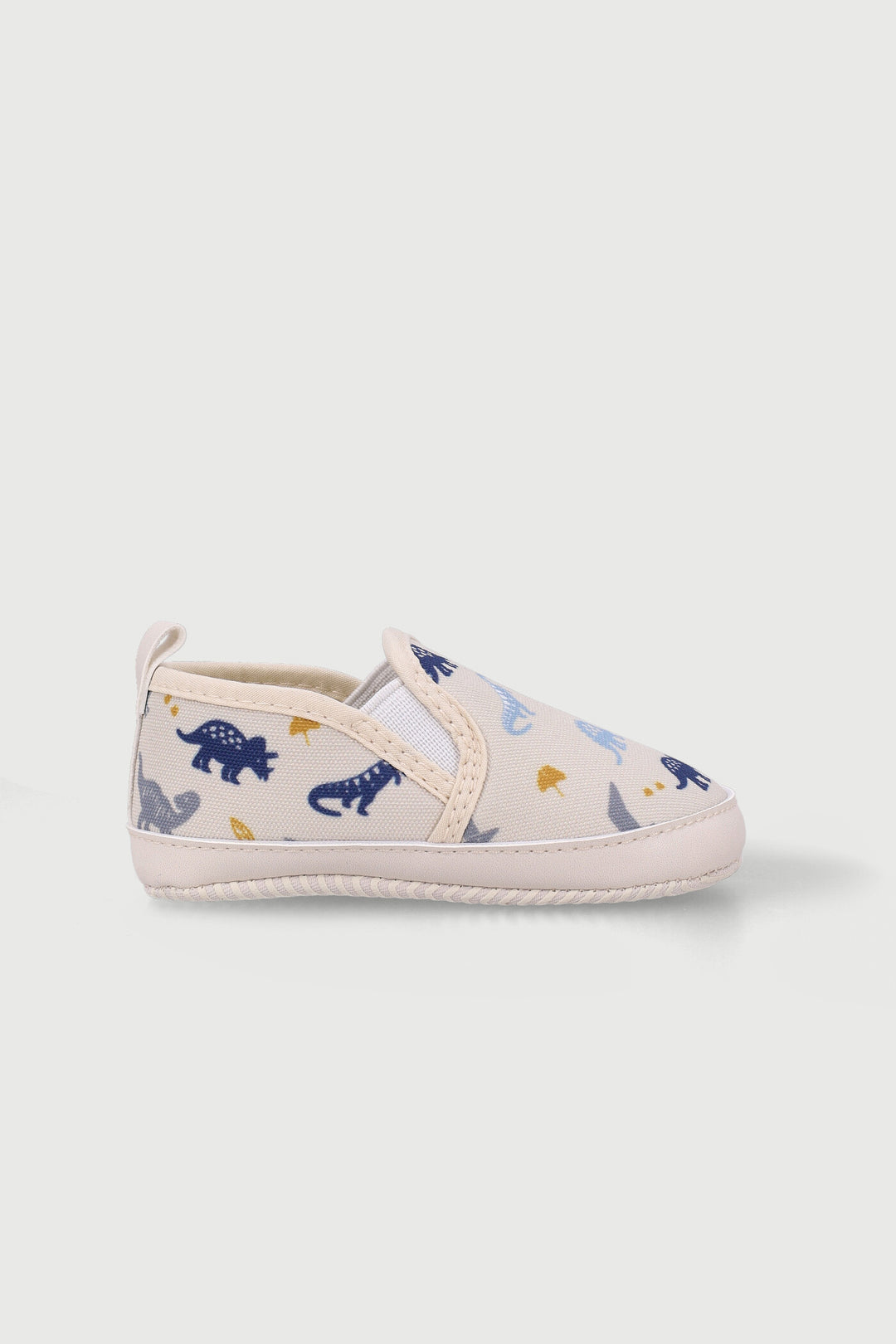 Baby Boys Dino Print Soft Slip On - Cream