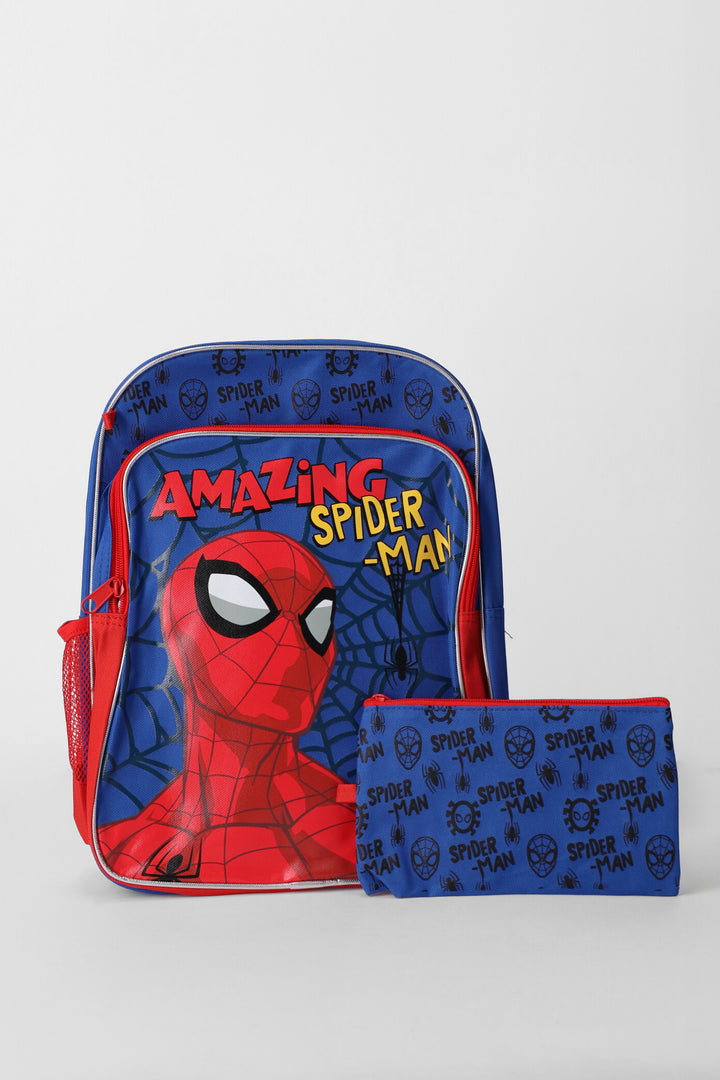Pre-Boys Spiderman Backpack & Pencil Case - Blue