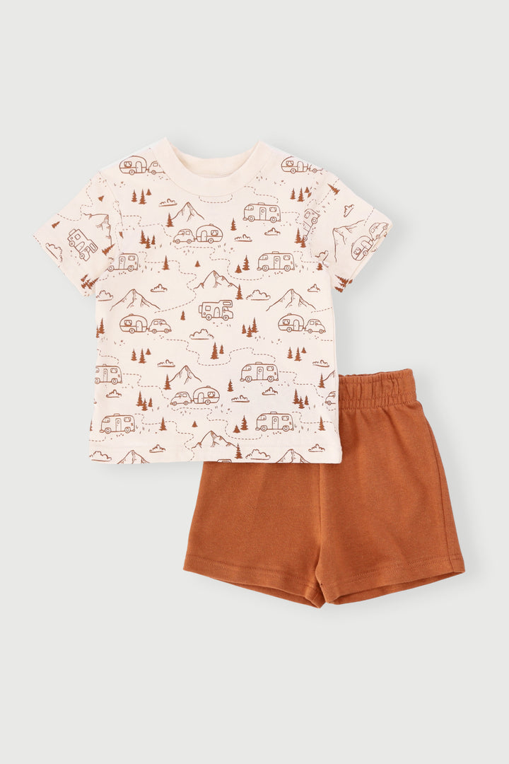 Baby Boys Stripe Knit Set - Rust/Cream