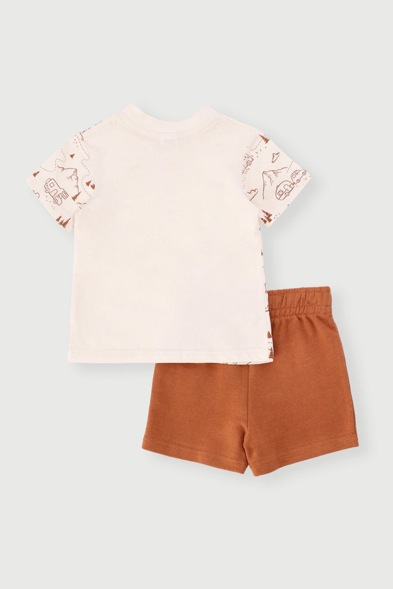 Baby Boys Stripe Knit Set - Rust/Cream