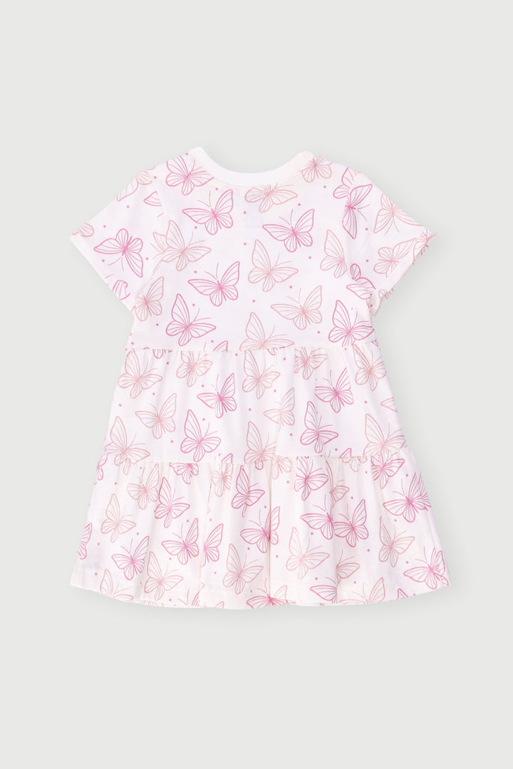Baby Girls Rotary Butterfly Tiered Dress - Cream