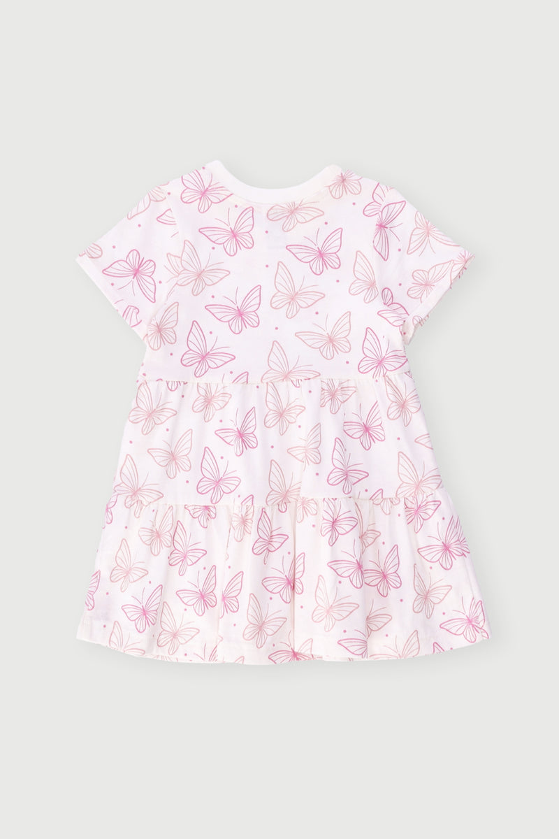 Baby Girls Rotary Butterfly Tiered Dress - Cream