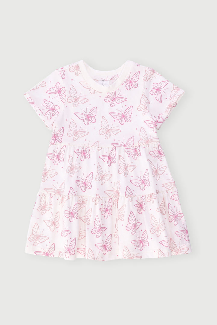 Baby Girls Rotary Butterfly Tiered Dress - Cream