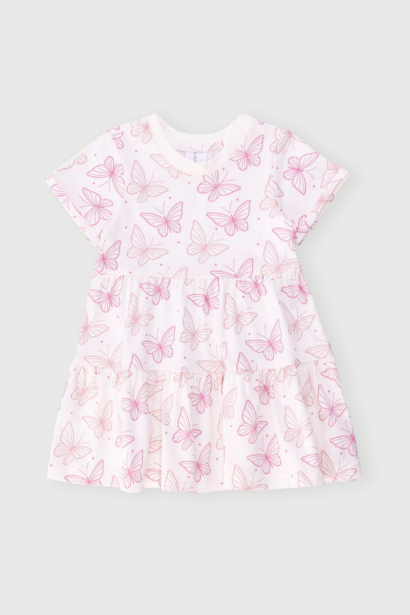 Baby Girls Rotary Butterfly Tiered Dress - Cream