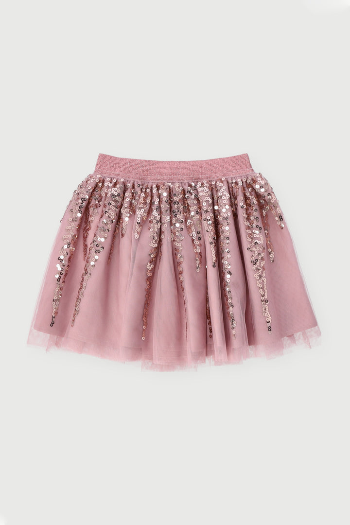 Pre-Girls Sequins Party Skirt - Blush