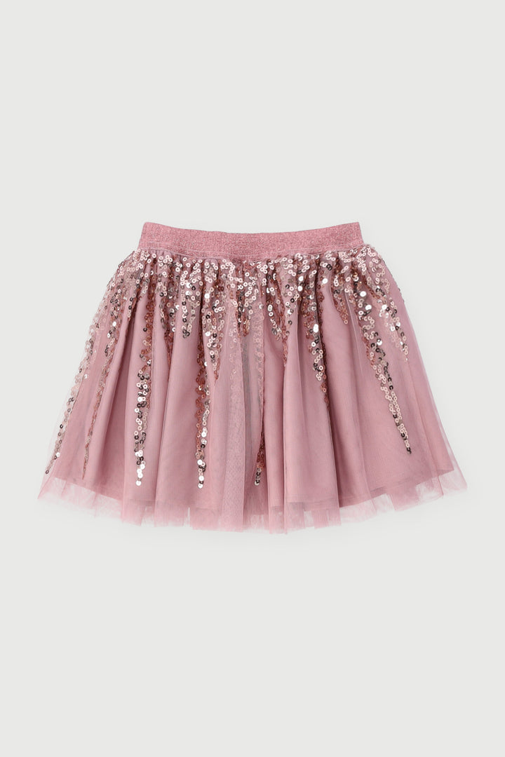 Pre-Girls Sequins Party Skirt - Blush